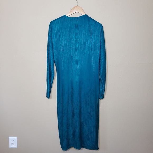 Vintage 80s Francesca of Damon by Starington Teal Dress Silk Dynasty Size 16 - Picture 3 of 10